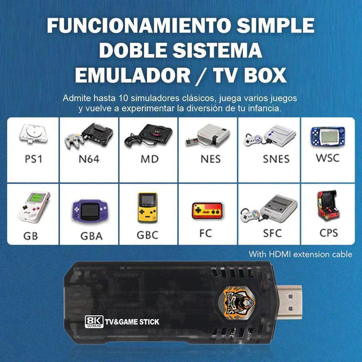 GAME STICK 8K Emulador de Juegos y Android TV 2 en 1